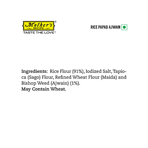 Mother's Recipe Rice Papad - Ajwain, 75 g Pouch 