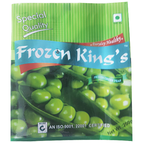 Frozen Kings Green Peas Frozen, 200 g Pouch Do Not Contain Any Preservatives, Artificial Colours