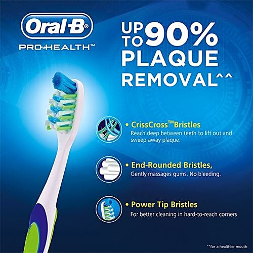 Oral-B Criss Cross Anti-Plaque Toothbrush - Provides Healthy Gums, Medium, 1 pc  End Rounded & Power Tip Bristles