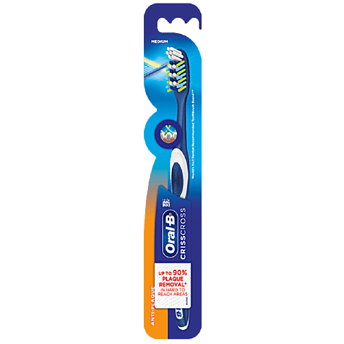 Oral-B Criss Cross Anti-Plaque Toothbrush - Provides Healthy Gums, Medium, 1 pc  End Rounded & Power Tip Bristles