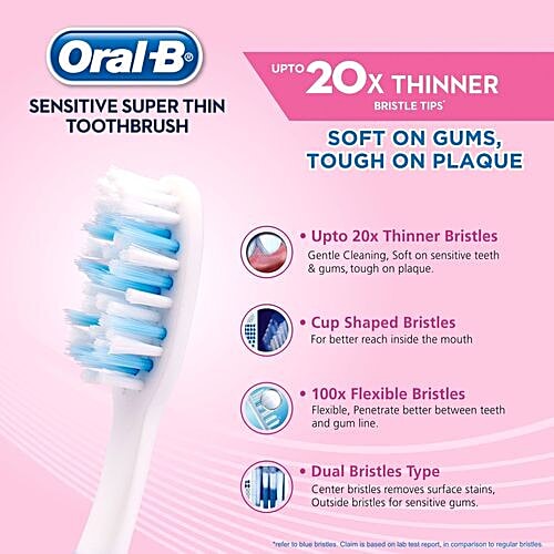 Buy Oral B Toothbrush Extra Soft Manual Sensitive Super Thin 1 Pc Online at the Best Price