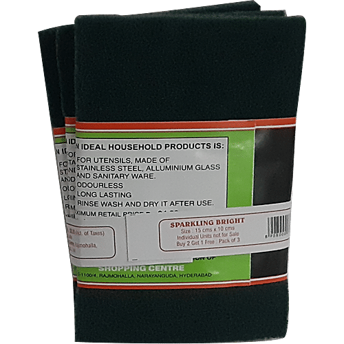 Sparklingbright Green Nylon Scrub Pads Combi Pack - Large, 3 pcs (Buy 2 Get 1 Free) 