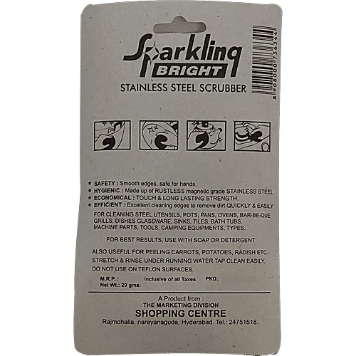 Sparklingbright Stainless Steel Scrubber, 1 pc  
