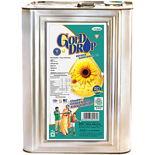 Gold Drop  Refined Sunflower Oil, 15 kg Tin 