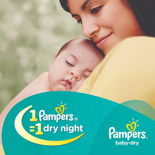 Pampers  Baby-Dry Disposable Diapers - NB-S, Up to 8 kg, Magic Gel, Upto 12 Hours of Dryness, 46 pcs  