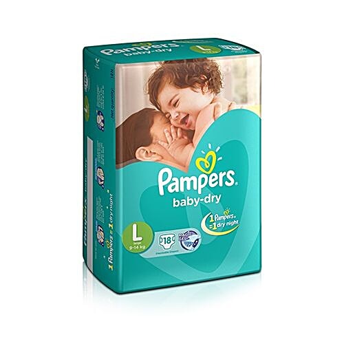 Pampers  Baby Dry Large - 18 Diapers, 18 pcs  