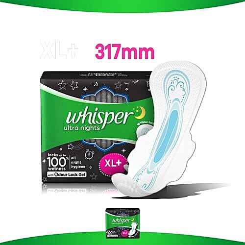 Whisper  Sanitary Pads - Ultra Nights XL+ Wings, 30 Pads  