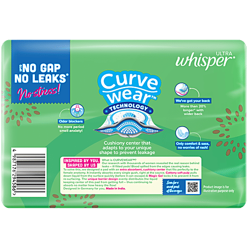 Whisper Ultra Up To No Gap No Leaks Sanitary Pads, XL, 30 pcs  Cottony Soft, No Gap, No Leaks