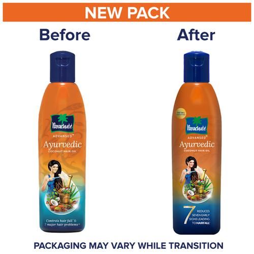 Parachute  Advansed Ayurvedic Coconut Hair Oil - 7 Major Hair Problem, Ayurvedic Proprietary Medicine, 300 ml Bottle 