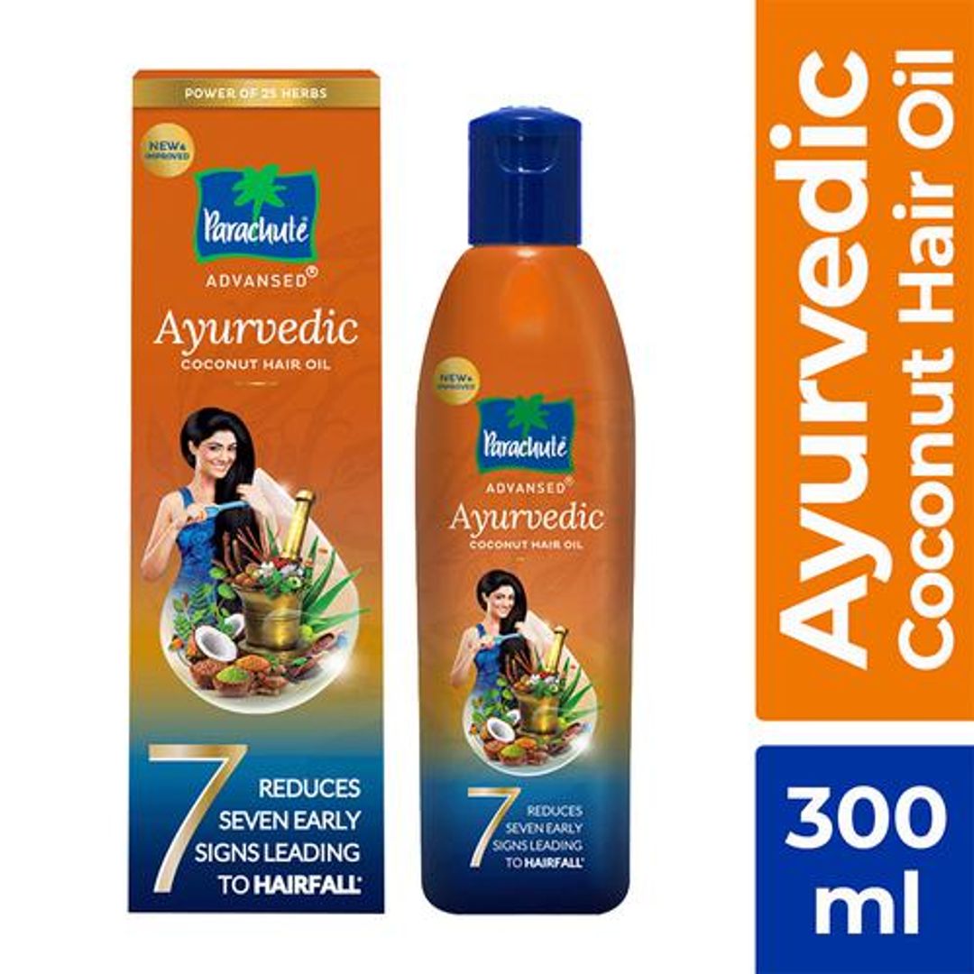 Parachute  Advansed Ayurvedic Coconut Hair Oil - 7 Major Hair Problem, Ayurvedic Proprietary Medicine, 300 ml Bottle