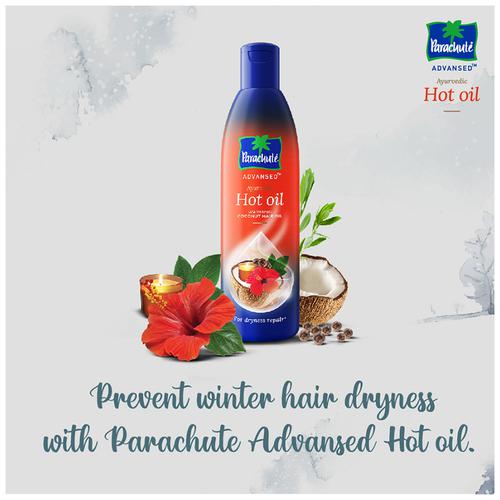 Parachute  Advansed Deep Conditioning Hot Oil - For Winter Dryness, Nourishes Dry Hair, Ayurvedic Warming Oils, 300 ml Bottle 