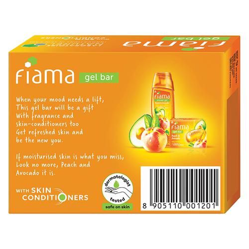 Fiama Peach & Avocado Gel Bar, Moisturized Skin, With Skin Conditioners, 125 g  