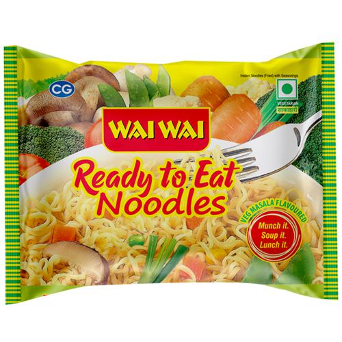 Wai Wai Ready To Eat Veg Masala Noodles, 70 g Pouch Pre-Cooked, Zero Cholesterol