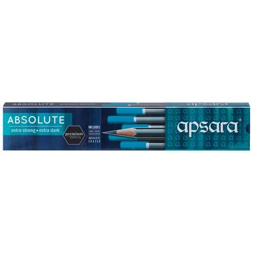 APSARA Absolute Extra Dark Extra Strong Free Eraser 10 Pencils Sharpener 