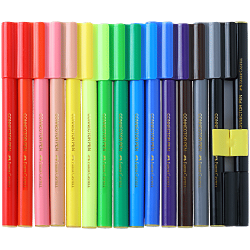 Faber castell Connector Pens For Colour & Build - Bright & Smooth, 15 Assorted Shades, 1 pc  
