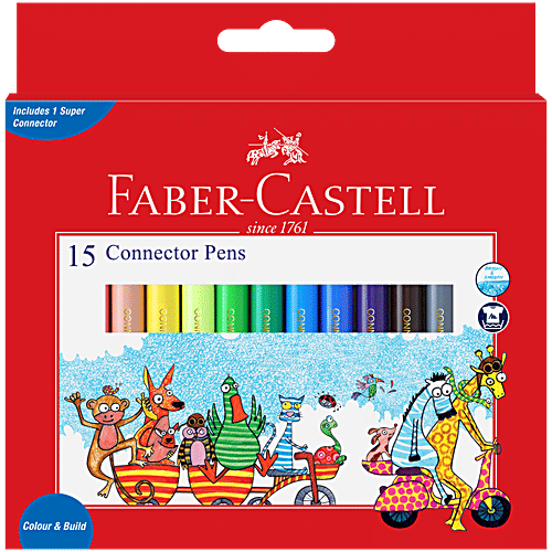 Faber castell Connector Pens For Colour & Build - Bright & Smooth, 15 Assorted Shades, 1 pc  
