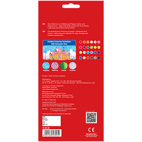 Faber castell Connector Pens, 1 pc Pack of 25 Bright & Smooth
Colour & Build