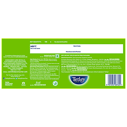 Buy Tetley Green Tea Lemon Honey 100 Teabags Online At Best Price Bigbasket