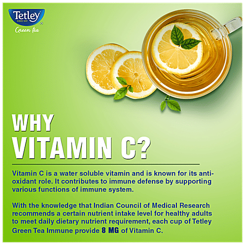 Tetley Green Tea Immune With Added Vitamin C, Lemon & Honey, 150 g (100 Bags x 1.5 g each) 