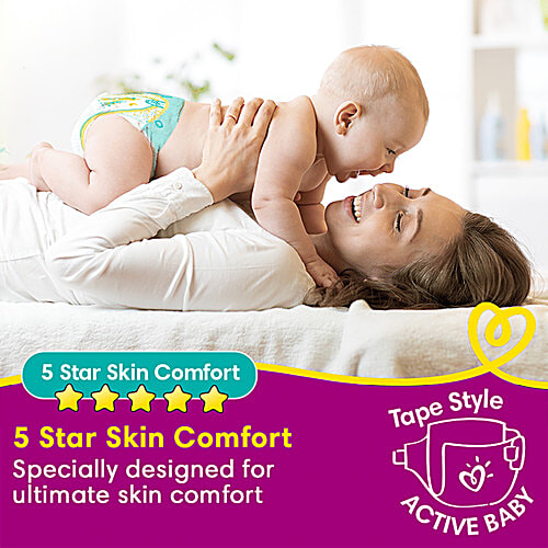 Pampers  Active Baby Taped Diapers - Soft, Up To 12 Hours Absorption, 5 Star Skin Comfort, Large, 18 pcs Pouch 