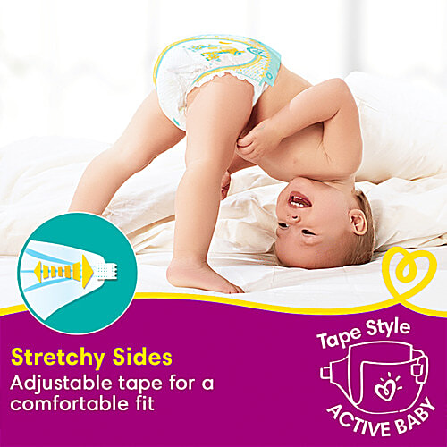 Pampers  Active Baby Taped Diapers - Soft, Up To 12 Hours Absorption, 5 Star Skin Comfort, Large, 18 pcs Pouch 