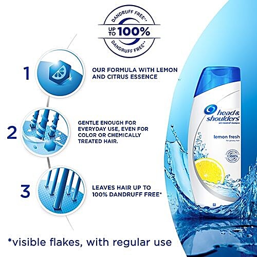 Head & Shoulders Lemon Fresh Anti-Dandruff Shampoo - For Greasy Hair, Upto 100% Dandruff Free, 340 ml Bottle 