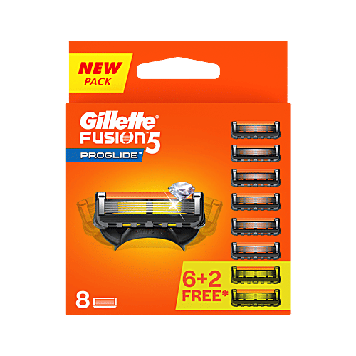 Gillette Fusion Proglide Blades For MenPerfect Shave & Beard ShapePack of 8 Cartridges, 8 pcs 5 Precision Blades, Precision Trimmer