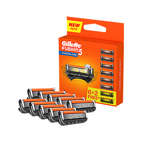 Gillette Fusion Proglide Blades For MenPerfect Shave & Beard ShapePack of 8 Cartridges, 8 pcs 5 Precision Blades, Precision Trimmer