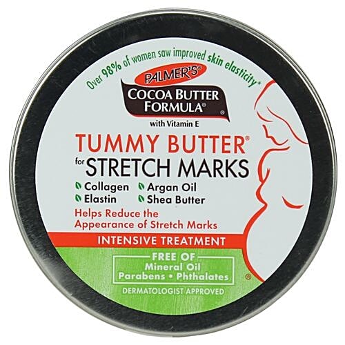 Palmer's Stretch Marks Tummy Butter - Collagen, Elastin, Argan Oil, Shea Butter with Vitamin E, 125 g Jar Free of Mineral Oil & Parabens