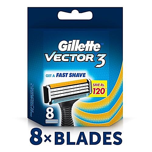 Buy Gillette Vector 3 Manual Shaving Razor Blades Cartridge 8 Pcs Carton Online at the Best