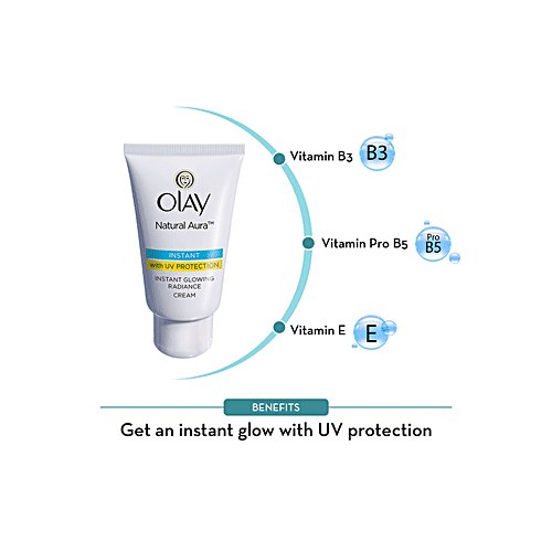 Olay Natural Aura - Vitamin B3, Pro B5, E, With UV Protection, 40 g Tube 