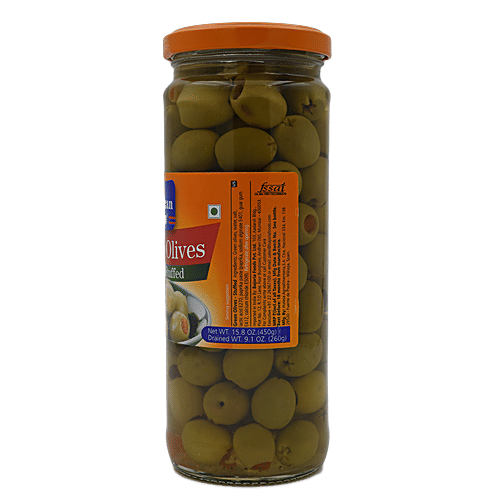 American Garden Olives Stuffed - Green, 450 g  Excellent Flavour, Texture & Color