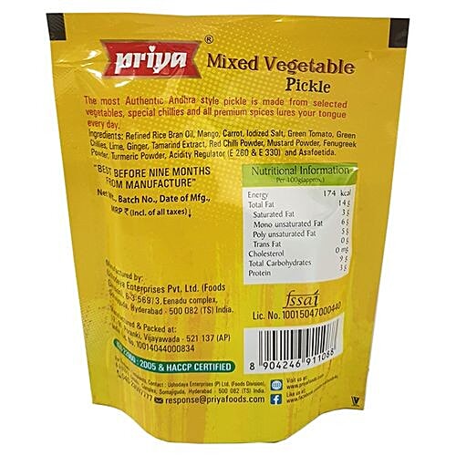 Buy Priya Pickle Mixed Vegetable With Garlic 50 Gm Pouch Online at the