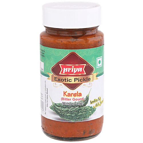 Priya Pickle - Karela (Without Garlic), 300 g Bottle 