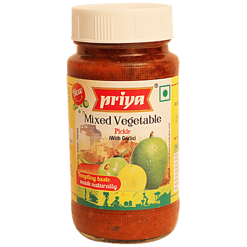 Priya Pickle - Mixed Vegetable (With Garlic), 300 g Bottle 