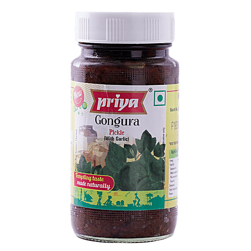 Priya Pickle - Gongura With Garlic, 300 g Bottle Zero Trans Fat