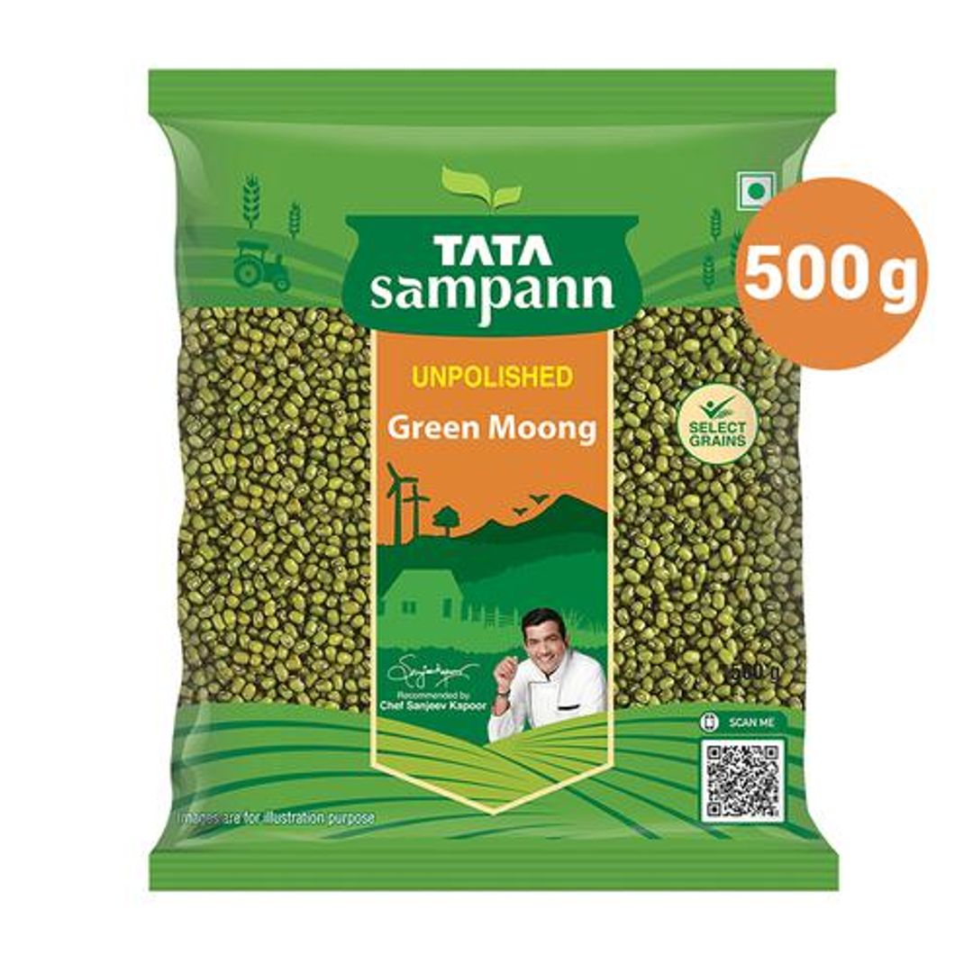 Tata Sampann Unpolished Green Moong Dal - Whole, 500 g Pouch