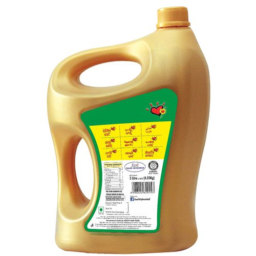 Healthy Heart  Physically Refined Rice Bran Oil - with Oryzanol, 5 L  Free from Argemone Oil