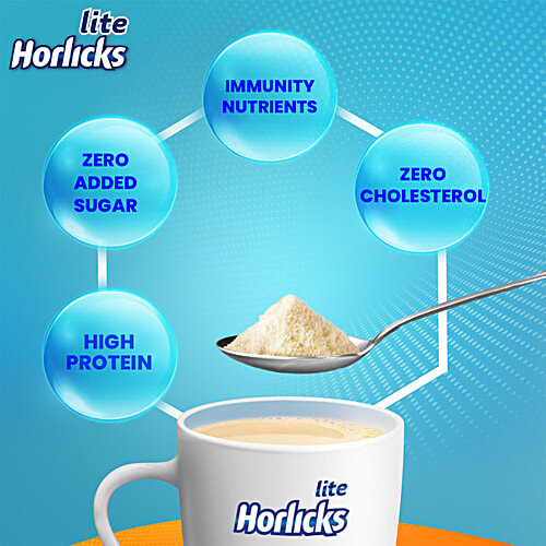 Horlicks Lite - Badam Flavour, 420 g Carton High Protein, Zero Cholesterol, No Added Sugar