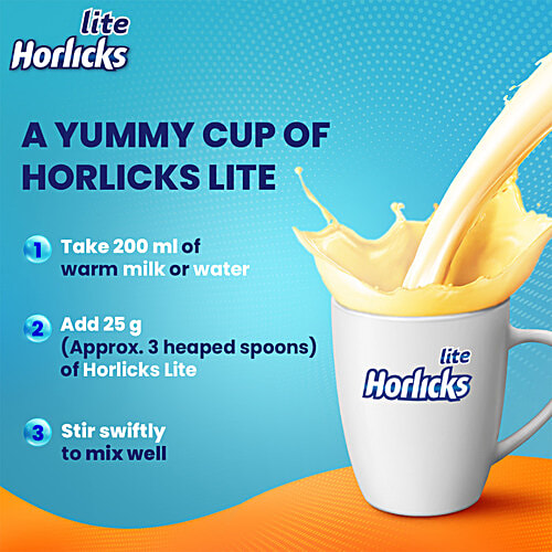 Horlicks Lite - Badam Flavour, 420 g Carton High Protein, Zero Cholesterol, No Added Sugar