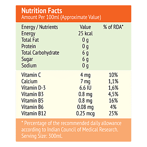 Wild Vitamin Drink - Orange Mango Flavoured, 300 ml Bottle Rich in Vitamin D & B12, No Preservatives