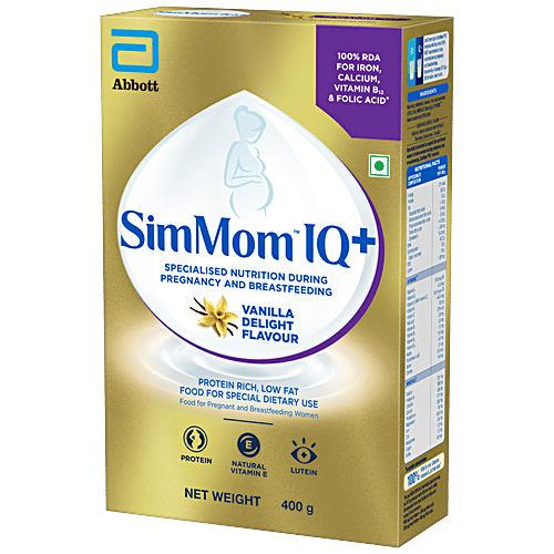 Simmom Iq+ Maternal Nutrition Drink For Pregnancy & Post-Pregnancy - Premium Chocolate Flavour, 400 g  Rda For Iron, Calcium, Vitamin B12 & Folic Acid