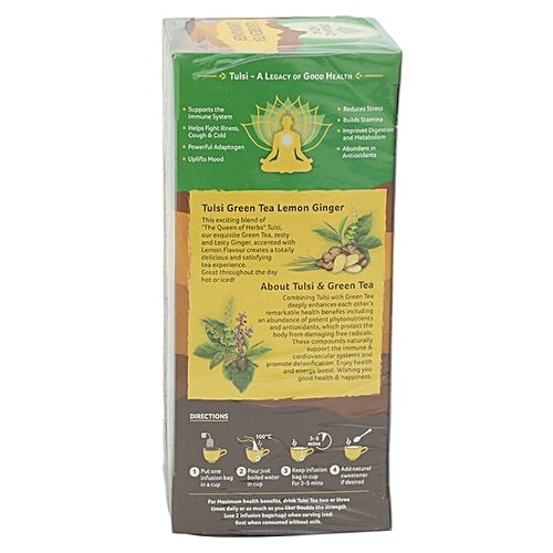 Buy Organic India Green Tea Tulsi Lemon Ginger 25 Bags ...