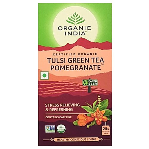 Buy Organic India Green Tea Tulsi Pomegranate 25 Bags Online At Best