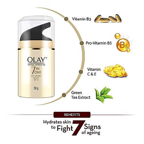 Olay Total Effects 7 In One Day Cream - Gentle, Hydrates & Moisturises The Skin, Minimises Pores, SPF 15, 50 g  