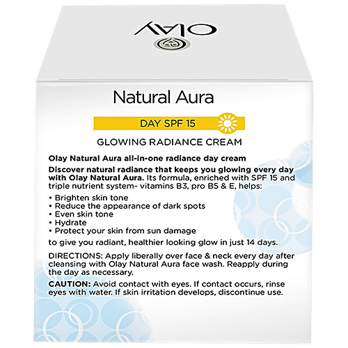 Olay Natural Aura Day Cream - Vitamin B3, Pro B5, E, SPF 15, 50 g  