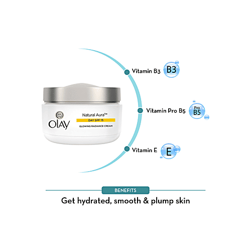 Olay Natural Aura Day Cream - Vitamin B3, Pro B5, E, SPF 15, 50 g  