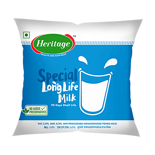 Heritage Special UHT Processed Homogenised Toned Milk, 450 ml Pouch No Preservatives