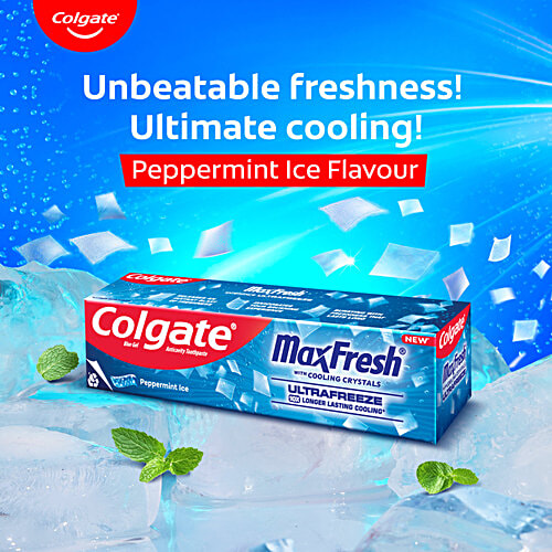 Colgate MaxFresh Toothpaste - Blue Gel With Menthol For Super Fresh Breath, Peppermint Ice, 70g + 11g  Blue Gel Paste with Menthol for Super Fresh Breath