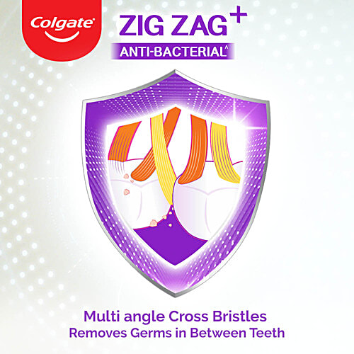 Colgate ZigZag Anti-Bacterial Toothbrush - Medium, 3 pcs  